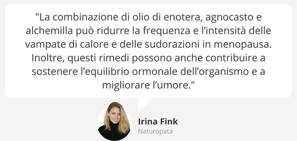 Olio di enotera, agnocasto e alchemilla in menopausa