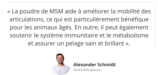 Avis d'expert : Poudre de MSM pour les animaux