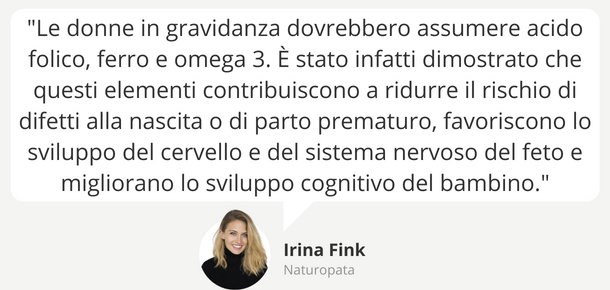 Acido folico, ferro, vitamina C e omega 3 in gravidanza